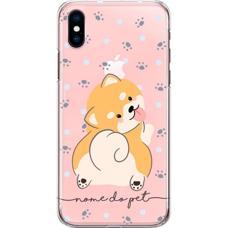 Capa Silicone NetCase Transparente Nome Coleção Pets - Shiba inu