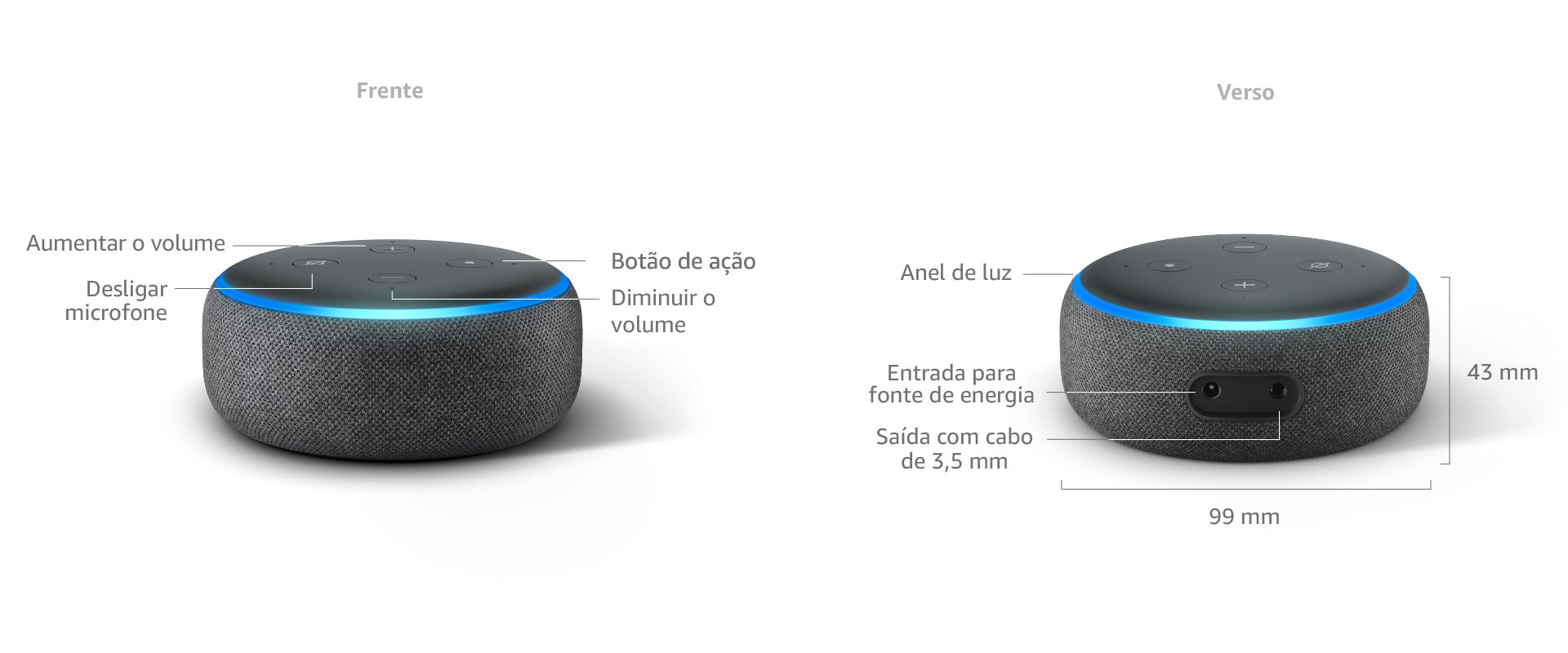 Echo Dot (3ª Geração) Smart Speaker c/ Alexa - Preto