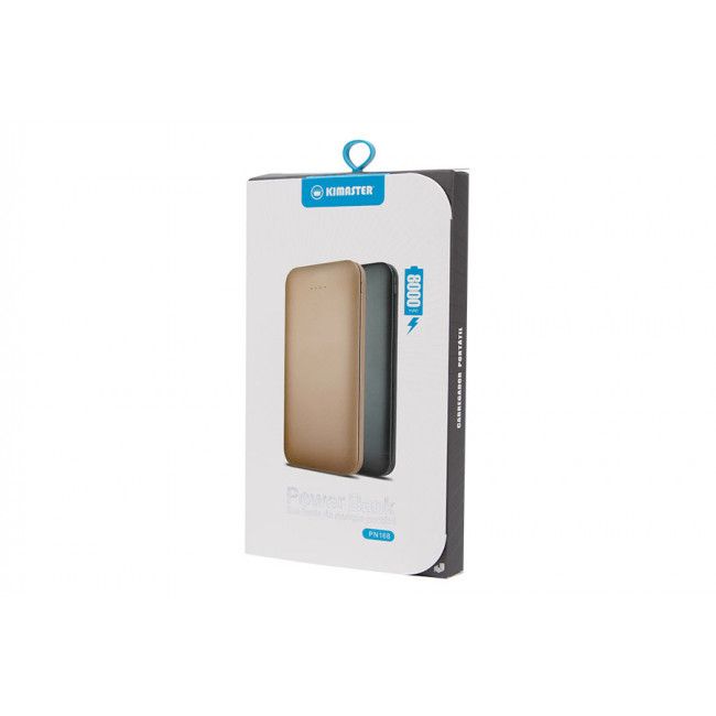 Bateria Extra Portátil Universal Power Bank Slim Kimaster Dual Usb - PN168 - 8000mAh - Grafite