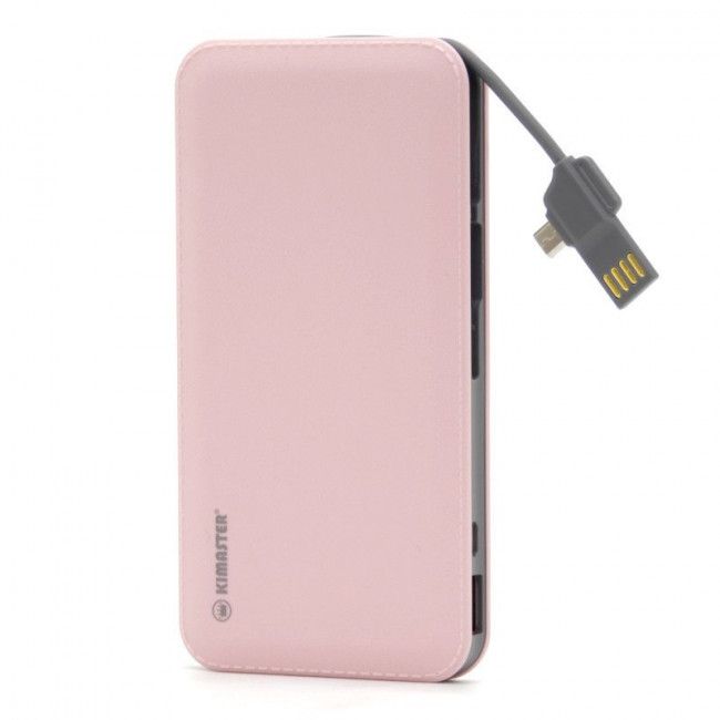 Bateria Extra Portátil Universal Power Bank Slim Kimaster E622 Usb - 10000mAh - Rosa